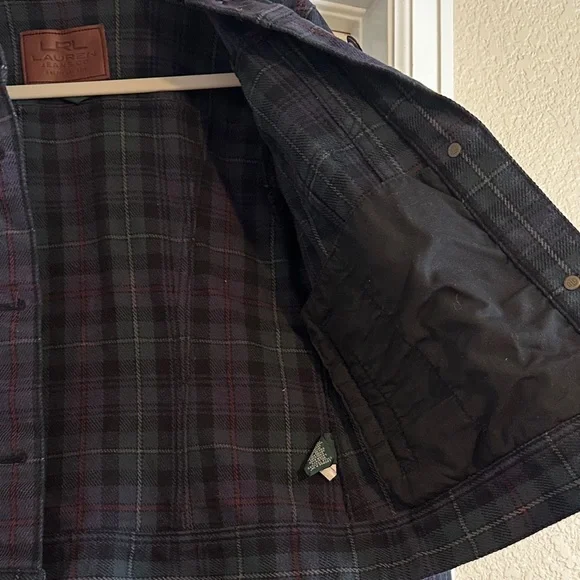 Vintage Ralph Lauren Dark Plaid Button-Up Jacket - Navy & Green - Picture 4 of 5